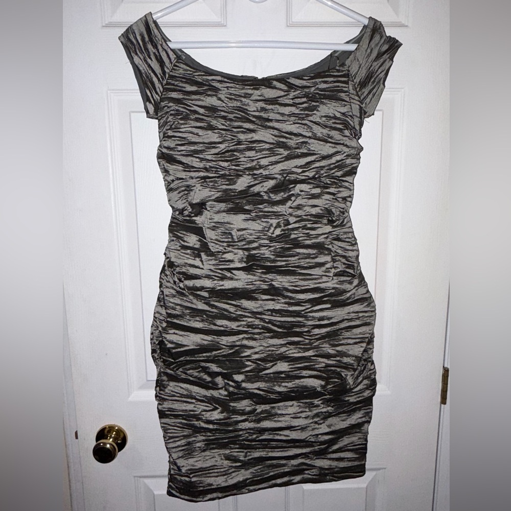 Elegant Gray Ruched Dress